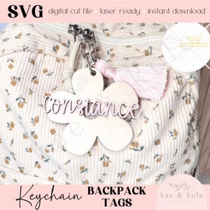 SVG Backpack Tag Keychain File | XTool Laser Cut File | Wood XCS | Kids Xtool | Handmade Back to School Gift | Keychain Digital Download