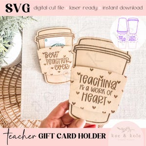 SVG Holz Lehrer Geschenk Kartenhalter | Laser-Schnitt-Datei | Klassenzimmer Dekor | Lehrer Wertschätzung | Handgefertigte Geschenke | Gravierte Andenken