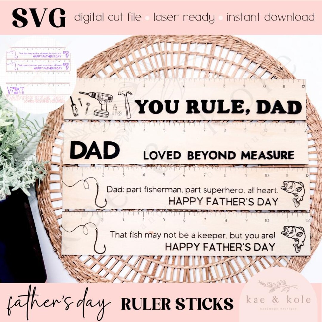 SVG Dad Rulers File | 4 Laser Engraved Cut Files | Custom Wood ...