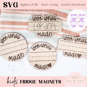 Ensemble d'aimants SVG pour enfants | Projet d'école | Peinture pour enfants | Aimants pour réfrigérateur | Regardez ce que j'ai fait | Découpe au laser | Décoration en bois personnalisée | Réfrigérateur