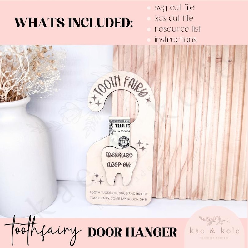 Tooth Fairy Money Holder SVG – Laser-cut Wood Door Hanger Keepsake for ...
