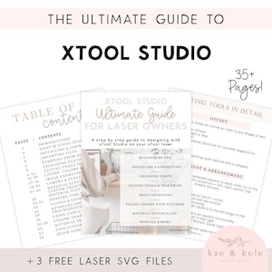 May include: A guide to XTool Studio for laser owners. The cover features the title "Ultimate Guide" and the text "Beginner to Pro." The guide includes over 35 pages of content, with topics like image engraving and material settings.