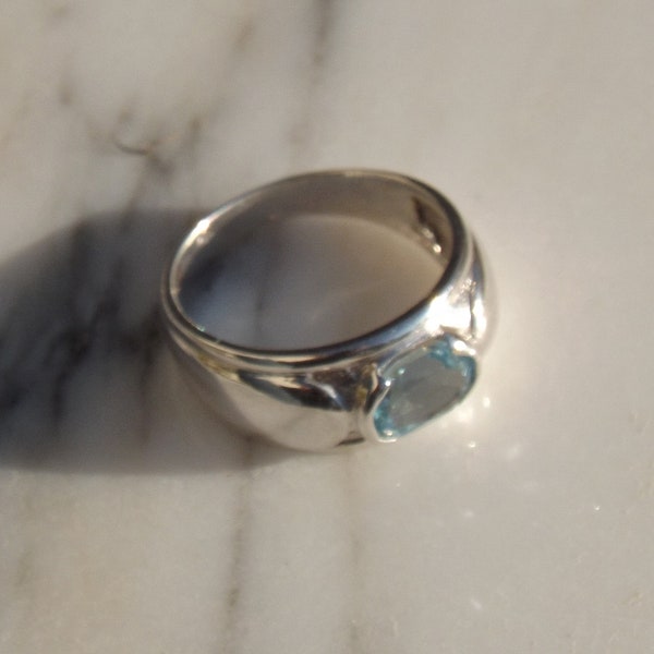 Bague Femme Topaze Bleue Naturelle - Briolette 14x14 Mm - Argent 925 - Corsano Gioielli