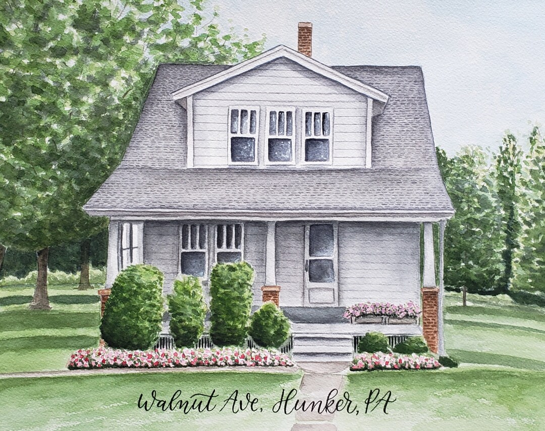 Custom Watercolor House Painting Etsy