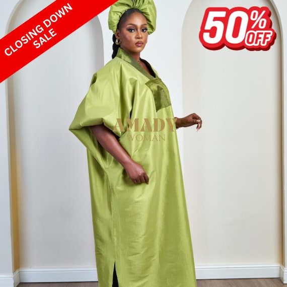 Lime Green Womens Dress,Womens Kaftan,Bubu Dress,African Clothing,Silk Dress,Maxi Dress,Handmade Dress,Modest Fashion,Senegalese Dress