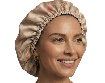 SILK+SATN hair bonnet, adjustable reversible bonnet, anti  frizz cap, curly hair cap,silk head wrap, hair protection, Christmas gift for her