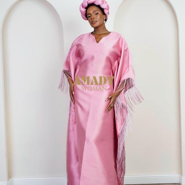 Elegant Nigerian Luxury Green V Neck Cord Lace Bubu Dress With Matching