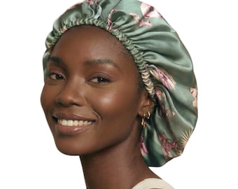 SILK+SATIN hair bonnet, adjustable reversible bonnet, anti  frizz cap, curly hair cap,silk head wrap, hair protection