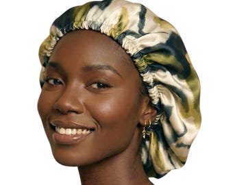 SILK hair bonnet, adjustable reversible bonnet, anti  frizz cap, curly hair cap,silk head wrap, hair protection, Christmas gift for her