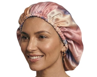 SILK hair bonnet, reversible adjustable bonnet, sleep bonnet, curly hair cap,silk head wrap, hair wrap, anti frizz hair care, silky bonnet