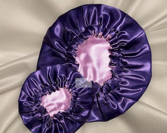 Mummy and Me satin hair bonnet, baby hair bonnet, adult hair bonnet, unisex hair bonnet for kids, reversible hair bonnet, Mummy Daughter set