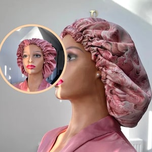 SILK hair bonnet, valentine's day gift for wife, adjustable bonnet, curly hair silk cap,silk head wrap, hair care, reversible hair bonnet