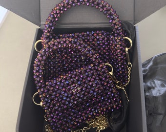 ハンドメイドクリスタルABビーズバッグ：ラグジュアリーなイブニング
