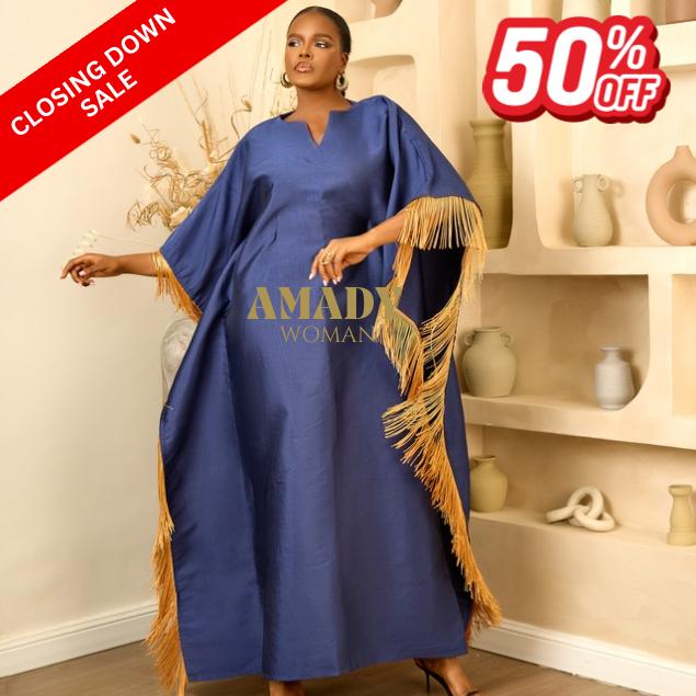 slim fit dress slacks Idia African Print Off Shoulder Midi Dress [Navy Blue]