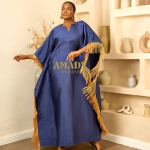 Blue Kaftan,Womens Dress,Bubu Dress,African Clothing,Abaya, Mikado Dress,Dress for Women,Wedding Guest Dress,Plus Size Dress