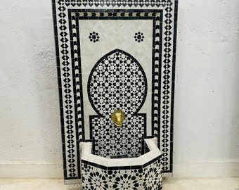 Amazing Mosaic fountain Zellige Tiles, Moorish Handcrafted Water inside Fountain, Solide Tiles Recycle Fountain water For outoor & indoor