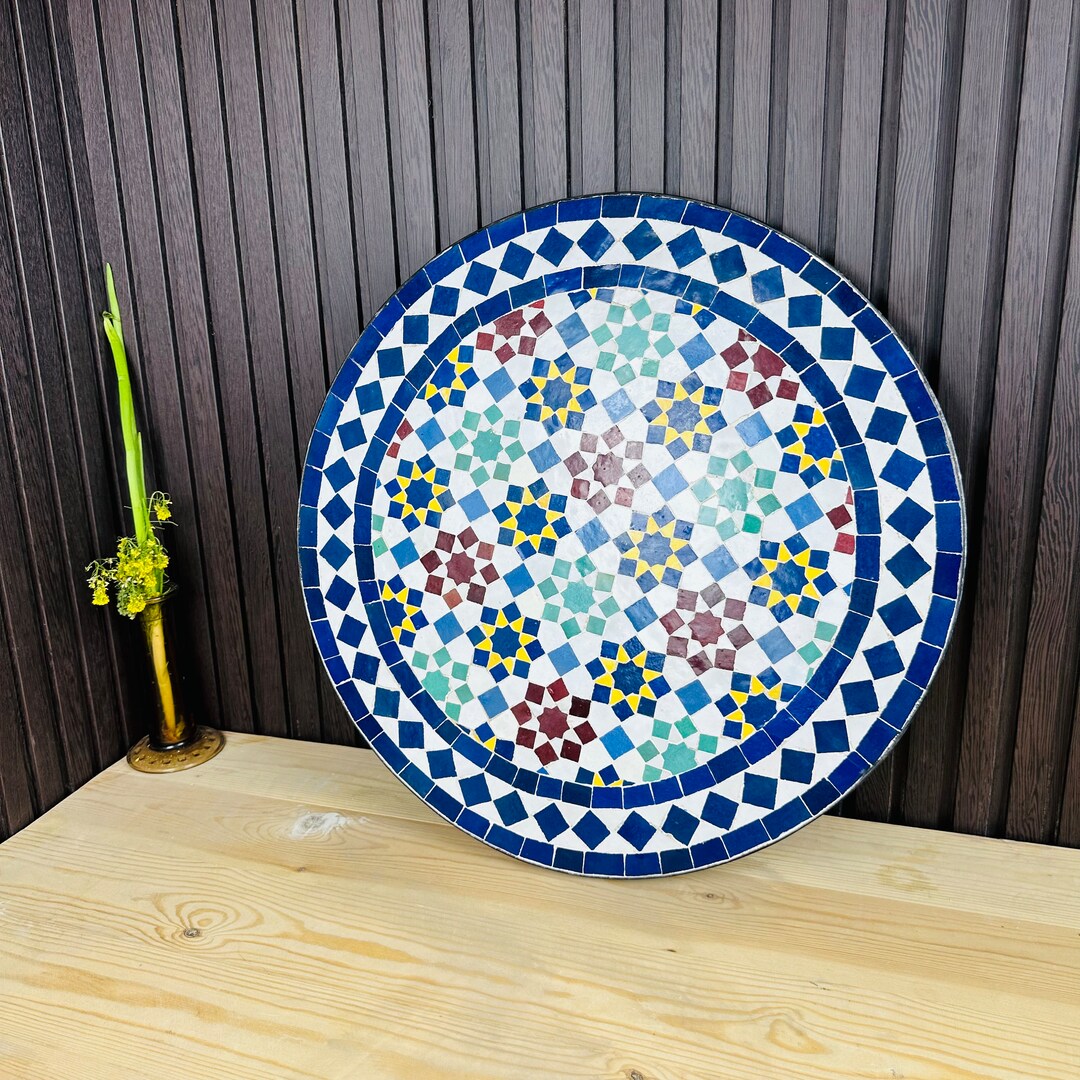 Mosaic Table Top Colorfull, Solide Round Table Top, Custom Your Patio ...