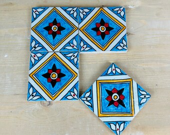 Bathroom accent Moroccan Tiles, Handmade Ceramic for wall and floor, Solide Tiles for outdoor and indor Decorative shower tiles and vanity