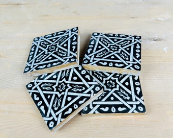 Black and white Tiles Decorative, Solid outdoor or indoor ceramic Tiles handcrafted, Remodeling Home Tiles with Mid century Modern Style