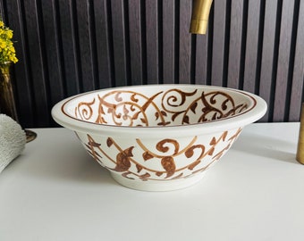 Floor Brown Ceramic sink - Basin Countertop or Drop In - Moroccan Vessel Sink - Handmade Ceramic sink Vanity Bathroom Basin