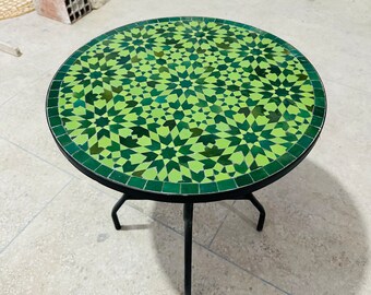 Emerald Green Mosaic table outdoor & Indoor - Zellige Moroccan Mosaic tles Table - Handcrafted Mosaic Table - Custom Table top