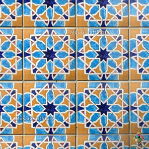 Handmade Moorish ceramic tiles. for wall and floor decoration, Custom glazed Moroccan tiles, Handpainted Wall design