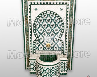 Mosaic fountain for Garden and indoor, Handmade fountain with a brass faucet.