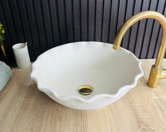 Raw Clay Sink Wave - Handcrafted Bathroom Sink - Traditional Raw Clay Washbasin - Mid Century Antique Basin sink