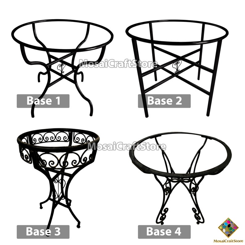 Mosaic Table Large Round Table Top With Iron Legs Custom Etsy