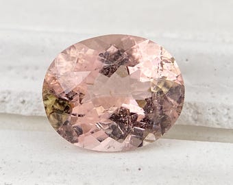 7,7 kt natuurlijke tweekleurige toermalijn ovaal geslepen edelsteen natuurlijke perzik en groene toermalijn losse steen 14 x 12 mm gefacetteerde ovale toermalijn edelsteen