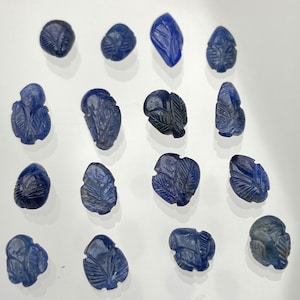 11 x 6 mm till 7 x 6 mm naturlig blå safir snidningsset | Ouppvärmd burma safir | Blad- och blomformad ädelsten | Smyckestillverkning | Samlarädelstenar