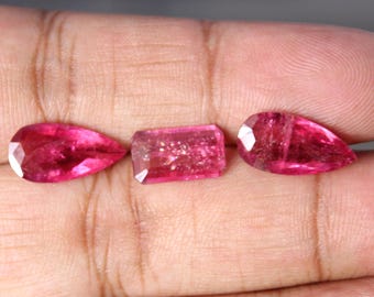 Natuurlijke rubelliet-toermalijn 8,82 cts | 15 x 8 mm peervorm en achthoekige vorm | Losse roze toermalijnset voor sieraden | Edelsteen geboortesteen oktober