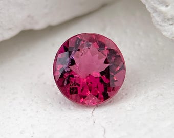 Natuurlijke rubellietroze toermalijn ronde 7 mm edelsteen dia-opname natuurlijke toermalijn gefacetteerde ronde 1,15 kt losse toermalijn edelsteenring