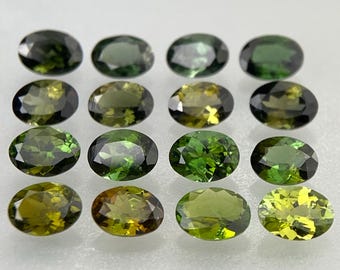 16 stuks Groothandelsprijs Natuurlijk limoengroen gefacetteerde toermalijn ovaal lot 7 x 5 mm natuurlijk groene toermalijn lot 12,65 cts toermalijn ovaal 7 x 5 mm