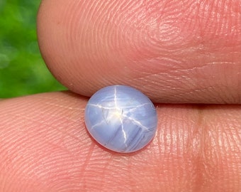 Natuurlijke onverwarmde 6-stralen stersaffier 2,10 kt | Ovale blauwe saffier cabochon edelsteen | Losse Birma-saffier | Onbehandelde saffier edelsteen met platte achterkant