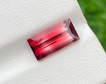 Natuurlijke rode toermalijn 4,24 kt | 13 x 6 mm Baguette Shape Rode toermalijn losse steen | Gefacetteerde toermalijn edelsteen | Stokbrood om sieraden te maken