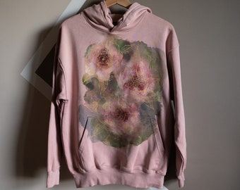 Hand painted sweatshirt, Floral hoodie, Painted hoodie, Customized Hoodie, Floral sweatshirt