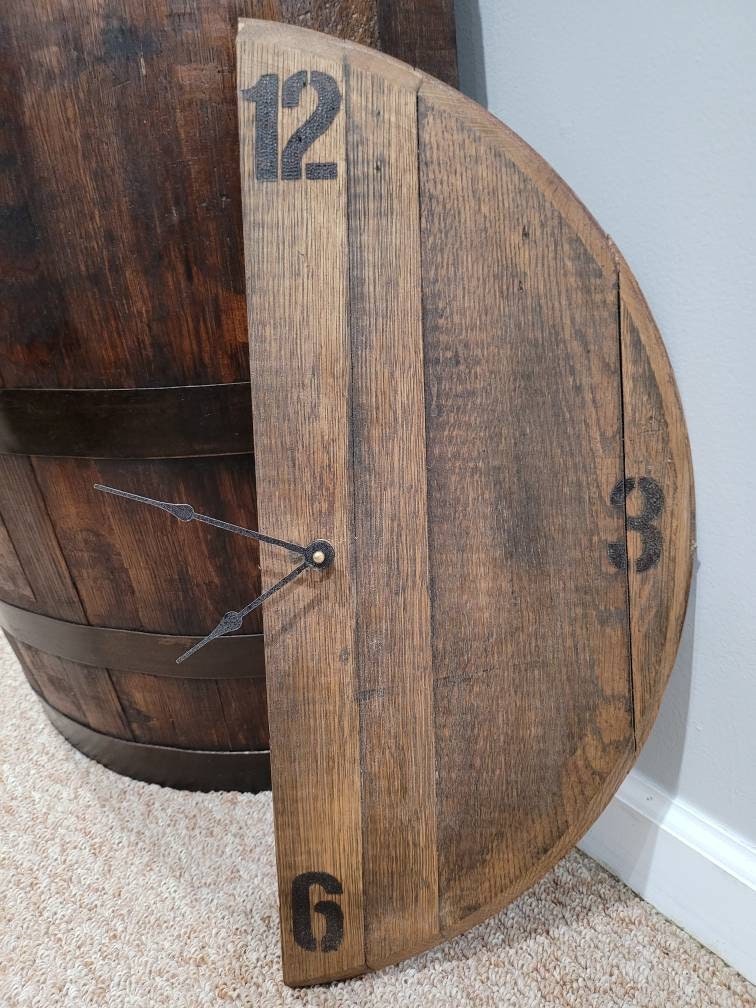 Bourbon Barrel Wall Clock Hanging Clock Barrel Top Etsy