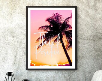 Coastal Print, Sunset, Beach Wall Art, Palm Tree, Ocean Photography, Printable, Digital Download, Inspirational Poster, Tropical, Home Décor