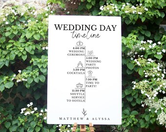 Wedding Day Timeline, Wedding timeline printable, wedding order of events sign, boho wedding sign poster, wedding itinerary