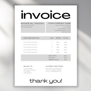 Invoice Template Download Invoice Template Printable - Etsy