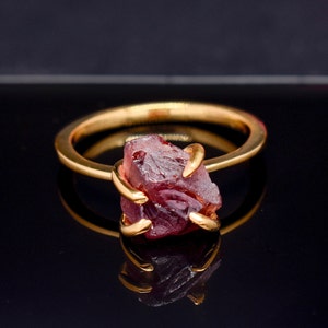 Raw Garnet Ring: Sterling Silver or Gold Filled, Prong Setting