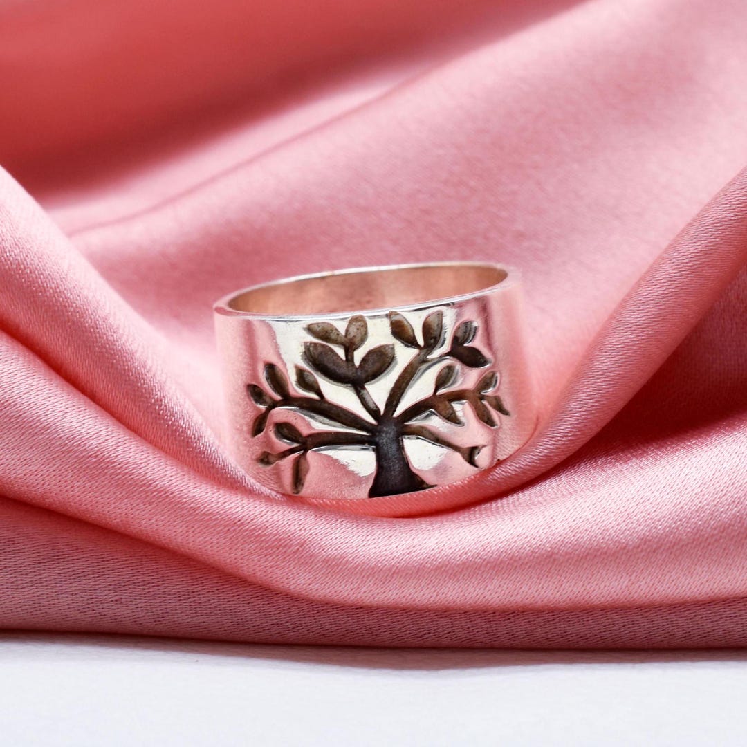 Sterling Silver Tree of Life Ring: Oxidized Wide Band - Etsy