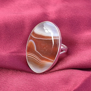 Natürlicher Botswana Achat Ring: Sterling Silber Edelstein Schmuck