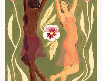 Dancing Ladies - A4 Art Print