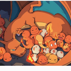 Pokemon Sleeping Starters, Bulbasaur, Charmander, and Squirtle