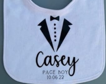 Personalised Page boy baby bib, personalised page boy bib,wedding baby bib, page boy gift, wedding baby decor, personalised wedding