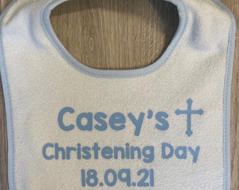 Personalised Christening bib, Personalized Baptism Bib, Christening gift, baby gift, christening dribbler, Christening gift, Baby name bib