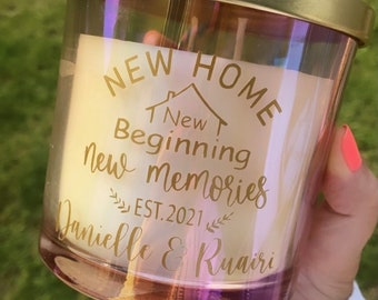 New Home Candle label, Personalised Candle decal For House Warming Gift, House Gift For Couple,Moving In Present,Personalized new home vinyl