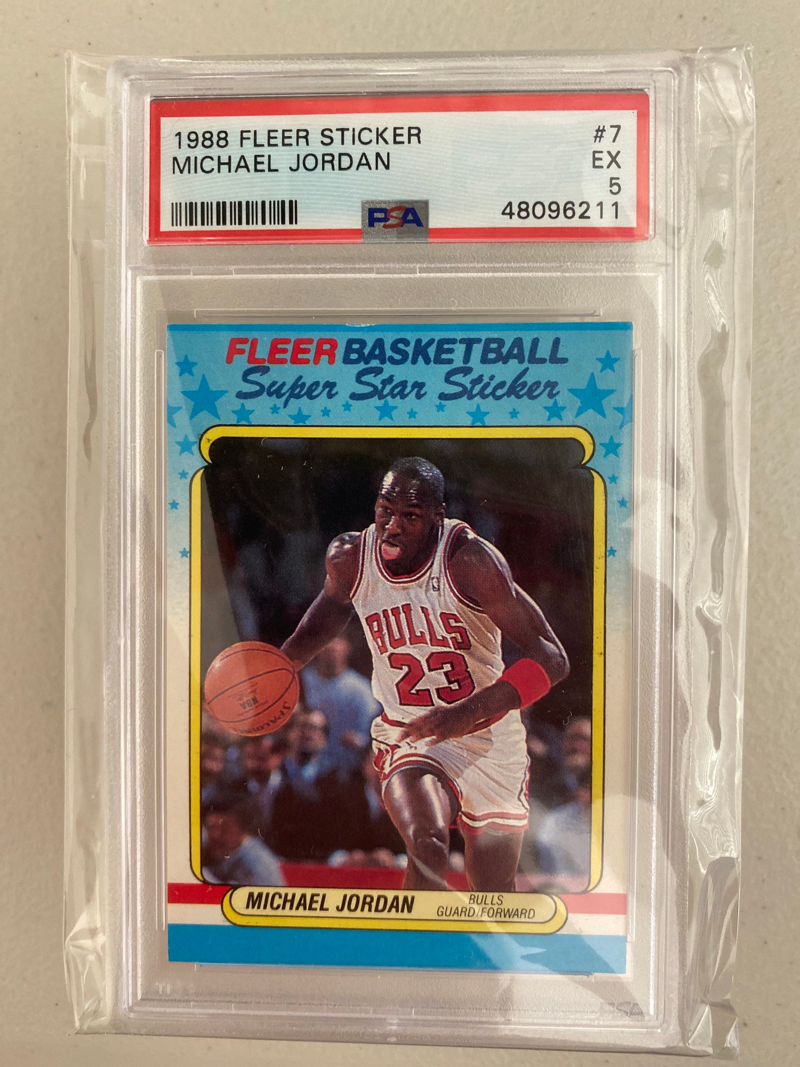 1988 Fleer Sticker 7 Michael Jordan PSA 5 EX Free Shipping Etsy
